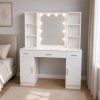 Velký kosmetický stolek s LED zrcadlem se skříňkami a zásuvkami 141x114x39 cm Bílý 4