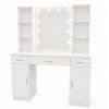 Velký kosmetický stolek s LED zrcadlem se skříňkami a zásuvkami 141x114x39 cm Bílý 7