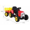 Elektrický traktor s přívěsem, 2.4GHz červený rozměry