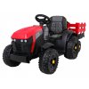 Elektrický farmářský traktor s přívěsem červený 1