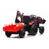 Dětský elektrický traktor STRONG s přívěsem červený 3