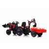 Dětský elektrický traktor STRONG s přívěsem červený 6