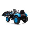 Dětský elektrický traktor s přívěsem a nakládací lžící modrý 4