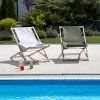 Dřevěné khaki zahradní polohovací lehátko Komfort PATIO 2