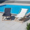 Dřevěné zahradní polohovací lehátko Premium Ecru PATIO 3