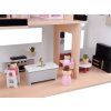 Moderní dřevěný domeček pro panenky ve stylu LOFT s panenkami a nábytkem 7