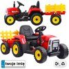 Dětský elektrický traktor s vlečkou červený 3