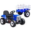 Dětský elektrický traktor s vlečkou modrý
