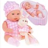 Panenka Newborn s králíčkem v košíku 32 cm Růžová